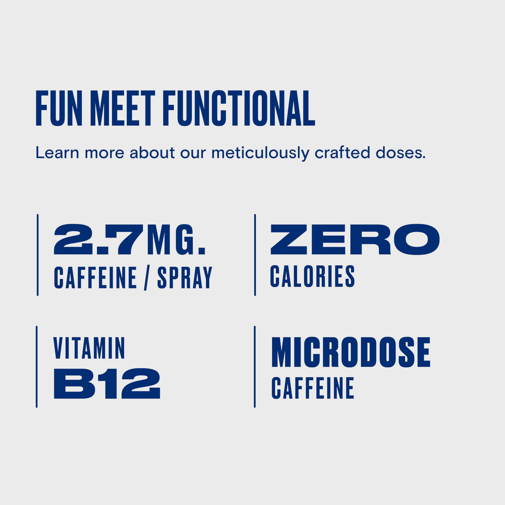 Ingredients panel showing caffeine, Vitamin B12 and electrolytes