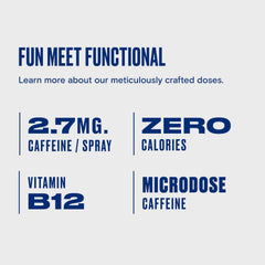 Ingredients panel showing caffeine, Vitamin B12 and electrolytes