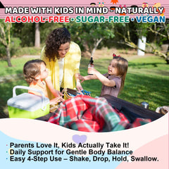 Q'ankyaq kid detox drops in juice shows easy administration