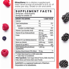 Back view of the MSM + Biotin Hair Nutrient Blend packaging