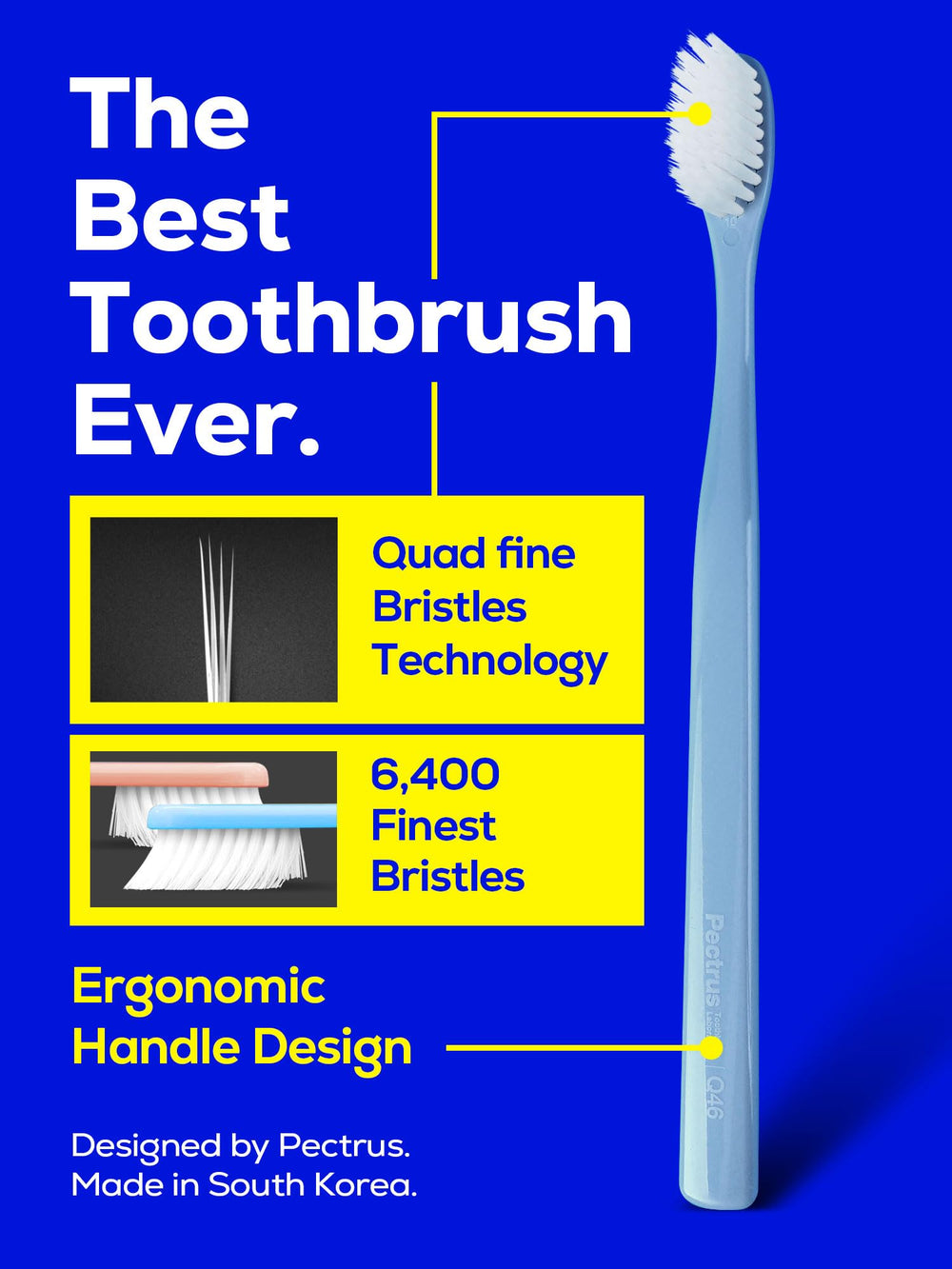 Close-up of quad-find bristle tips with four-bristle-per-tip design