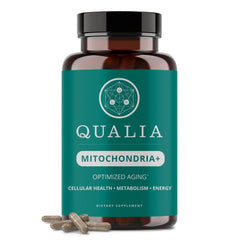 Front view of Qualia Mitochondria+ bottle