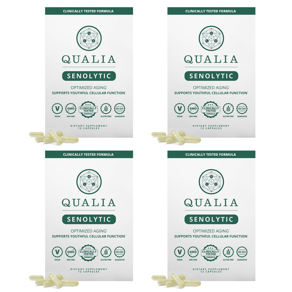 Qualia Senolytic Ultimate Formula bottle and box