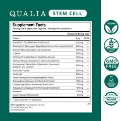 Qualia Stem Cell box and key ingredients