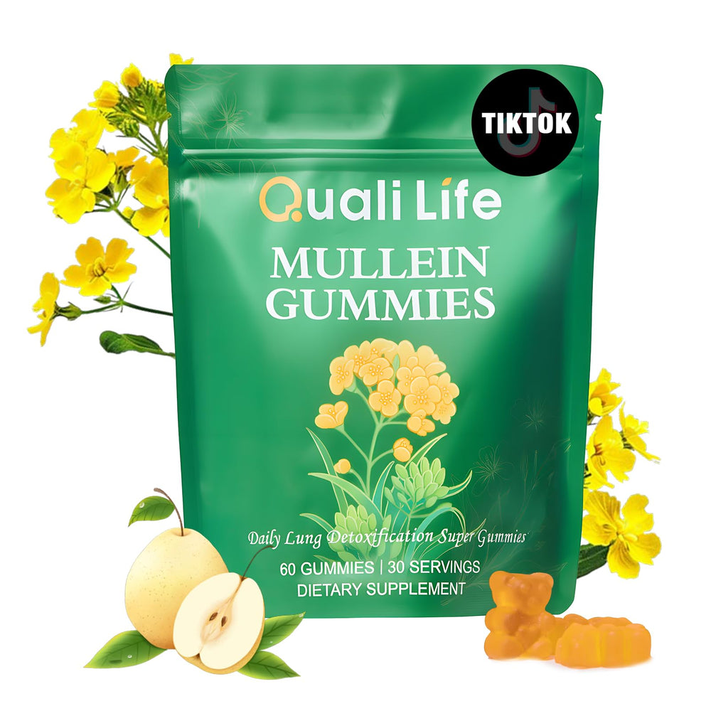 QualiLife Mullein Gummies main product image with pear flavor