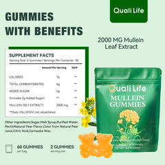 Packaging and inside-view of QualiLife Mullein Gummies
