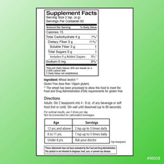 Back of packaging showing dietary fiber content