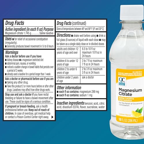 Quality Choice Magnesium Citrate cherry flavor label close-up