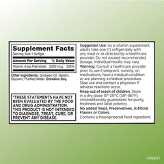 Close-up of Vitamin A softgels and bottle showing high-potency retinyl palmitate formula