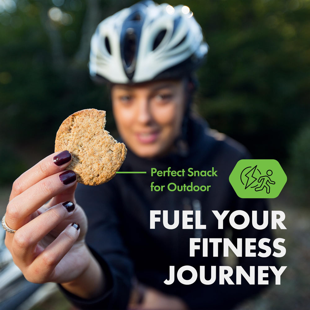 Healthy lifestyle scene featuring QUANTM LIFE cookies