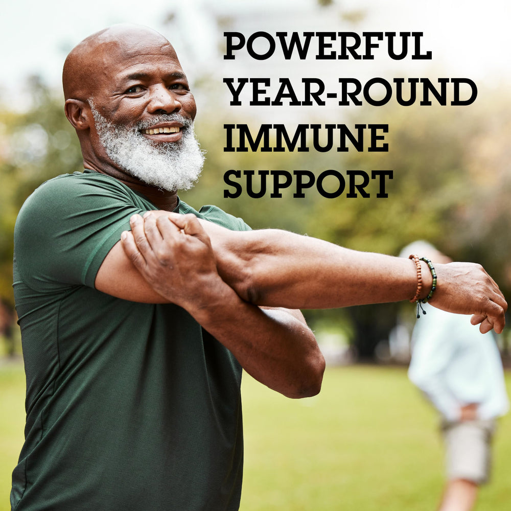 Quantum Health elderberry product line display with logo