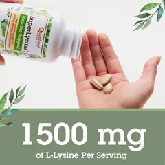 L-Lysine 1500 mg label on Quantum Health supplement bottle