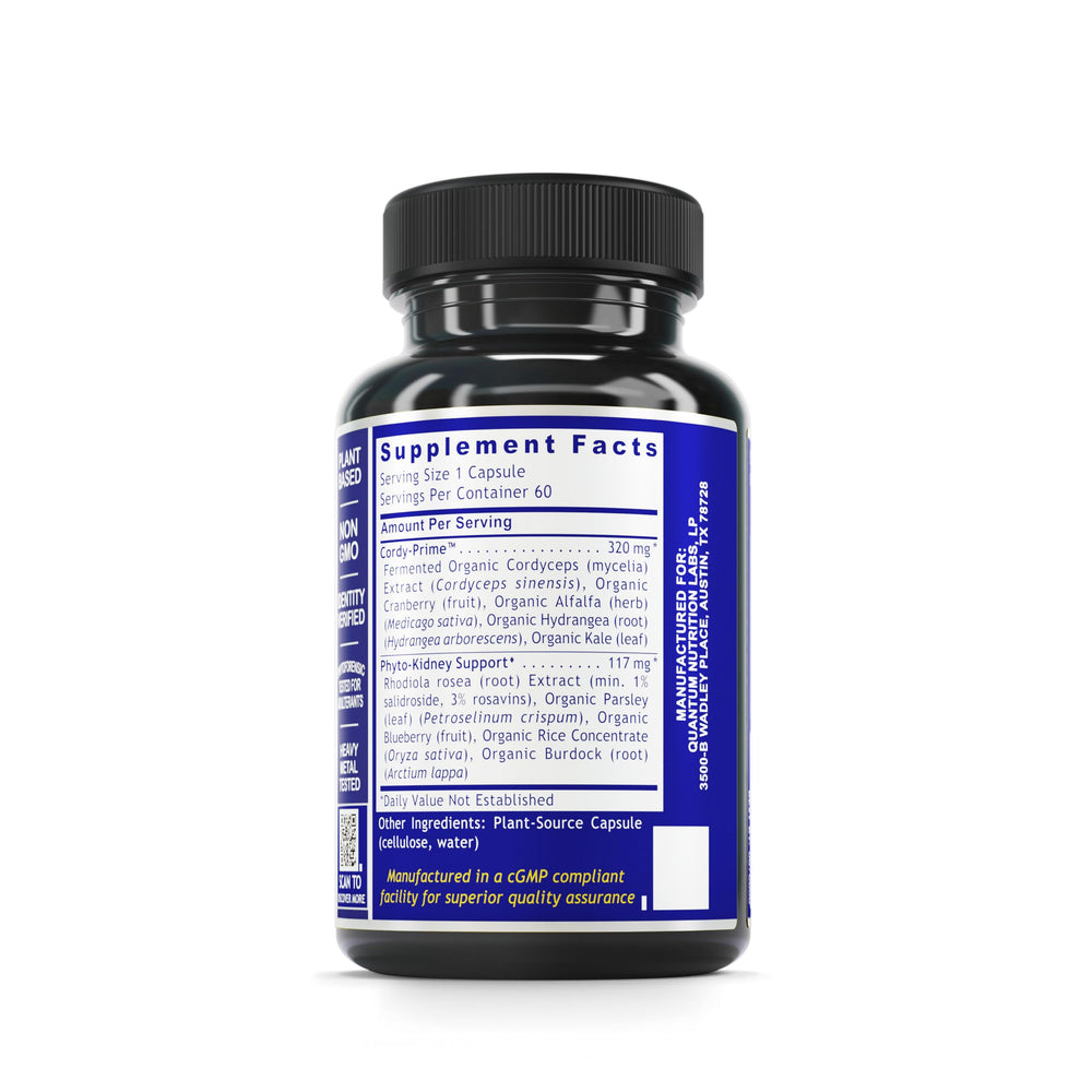 Cranberry, parsley, and cordyceps ingredients displayed for kidney health