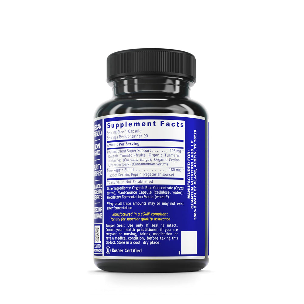 Close-up of Betaine HCl activator and pepsin ingredients in HCL Activator