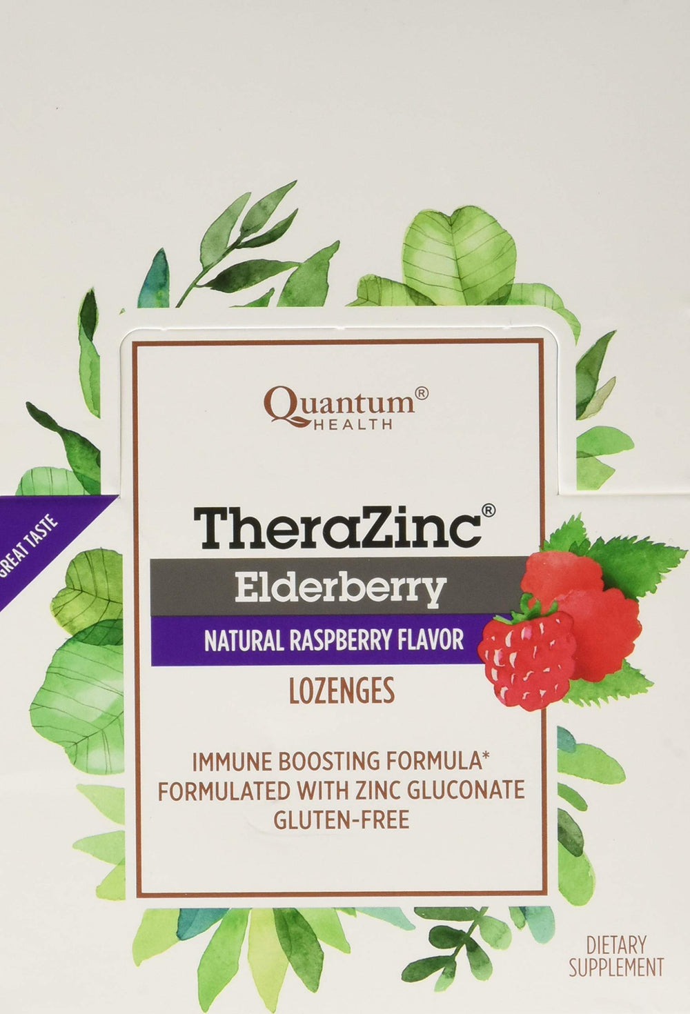 Packaging for Quantum Zinc Elderberry Raspberry Lozenge 12 per case