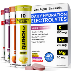 Quench Electrolyte Tablets Watermelon tube close-up for on-the-go hydration.