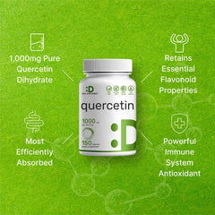 Supplement facts panel for Quercetin 1000mg 2 Pack