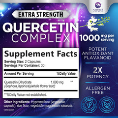 Quercetin 1000mg capsule – back label