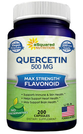 Front label of aSquared Nutrition Quercetin 500mg bottle