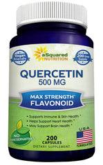 Front label of aSquared Nutrition Quercetin 500mg bottle
