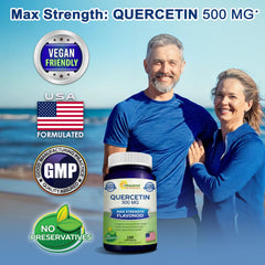 USA-made Quercetin supplement bottle label