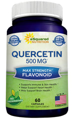 aSquared Nutrition Quercetin 500mg supplement bottle with 60 vegan capsules