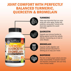 Graphic showing turmeric, quercetin, bromelain combination