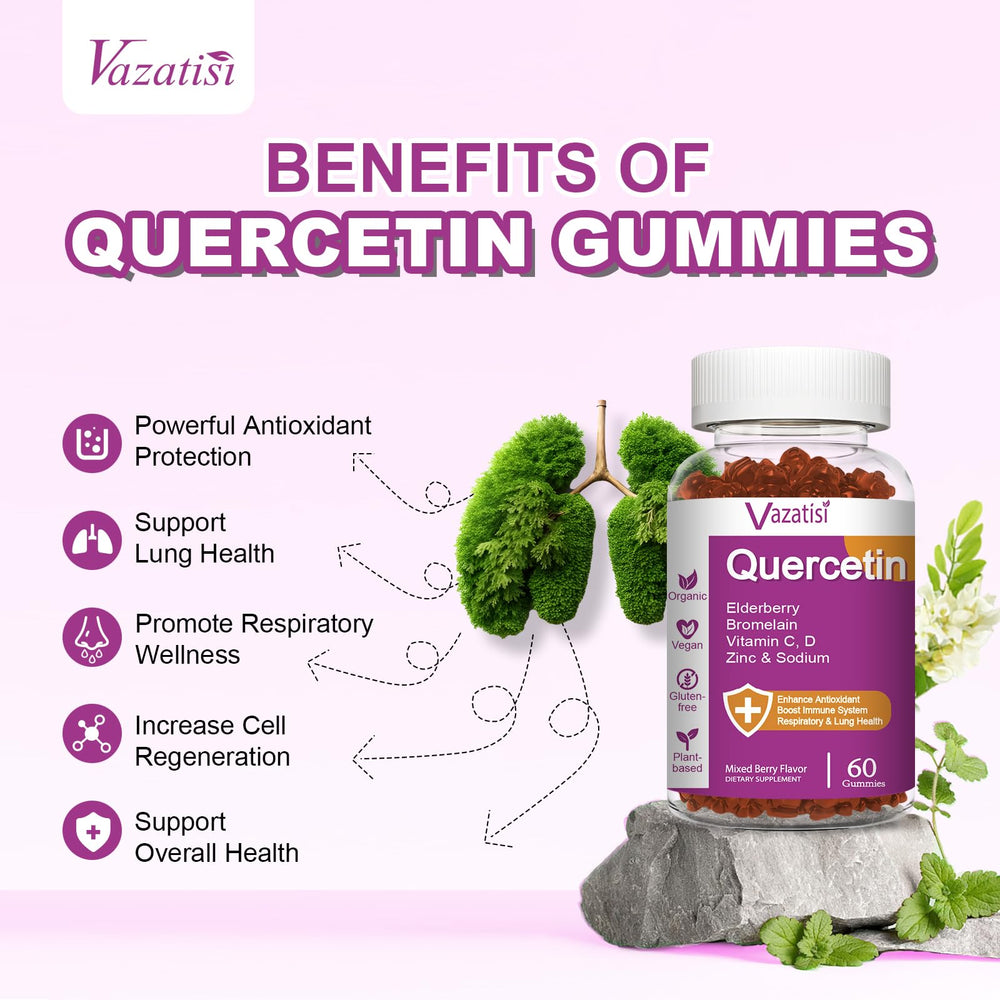 Quercetin gummies with elderberry, zinc and vitamins concept