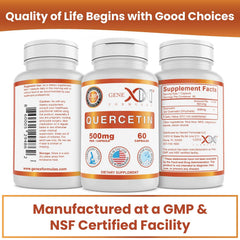 Close-up of the Quercetin 500mg label on the bottle