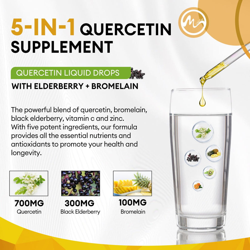 Vegan, non-GMO Quercetin Liquid Drops bottle 2 oz