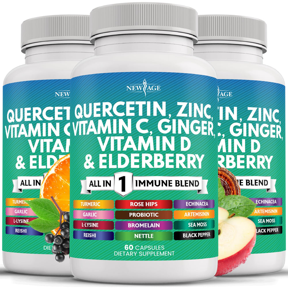 Quercetin Zinc Vitamin C D Bromelain Elderberry immune support bottle
