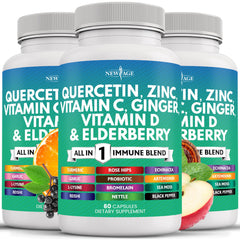 Quercetin Zinc Vitamin C D Bromelain Elderberry immune support bottle