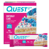 Front view of Quest Birthday Cake Protein Bars 4-count package
