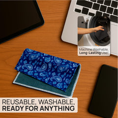 Durable, washable microfiber cloth shown in use