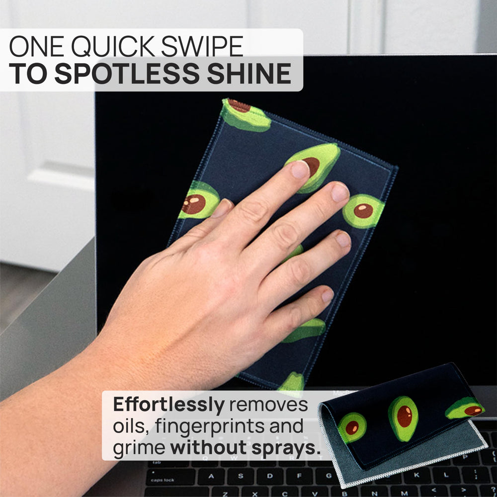 Two double-sided microfiber cleaning cloths showing dual-texture sides
