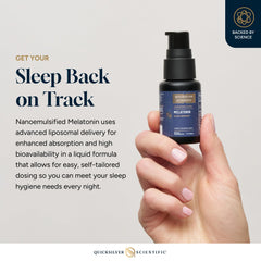 Graphic showing 1 mg melatonin dosing and fast absorption