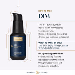 Quicksilver Scientific soy-free vegan DIM packaging highlighting allergen-free formula