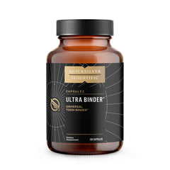 Quicksilver Scientific Ultra Binder bottle front for easy daily toxin support in gut health.