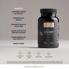 Quicksilver Scientific Ultra Binder zeolite detox component shown for gut support.