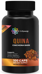 Quinine Quina capsules bottle with 500mg label