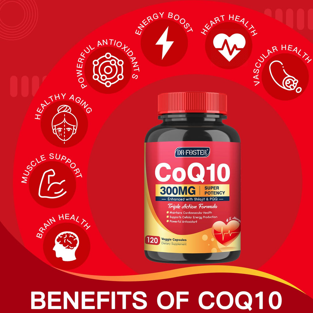 Heart and brain health support with CoQ10, PQQ, and Shilajit