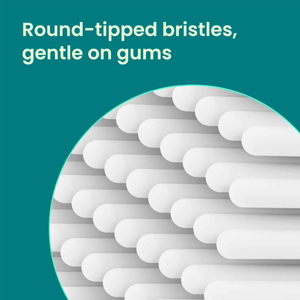 Illustration of brushing along the gumline with quip 360 head