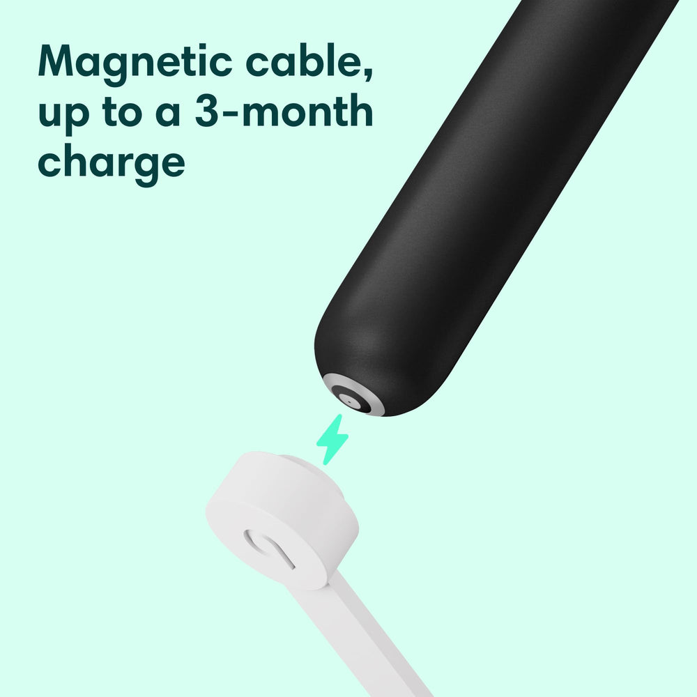 Quip all-black smart sonic toothbrush side view