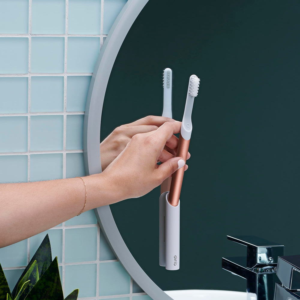 Graphic showing three-month battery life for quip toothbrush