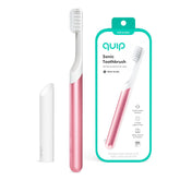 Pink Quip Sonic Toothbrush for adults with travel cover and metal handle