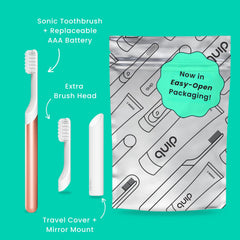 Quip sonic toothbrush copper side view with timer