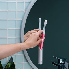 Close-up of the 2-minute timer display on Quip toothbrush