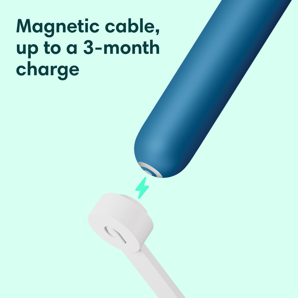 Quip Ocean Blue toothbrush — side view