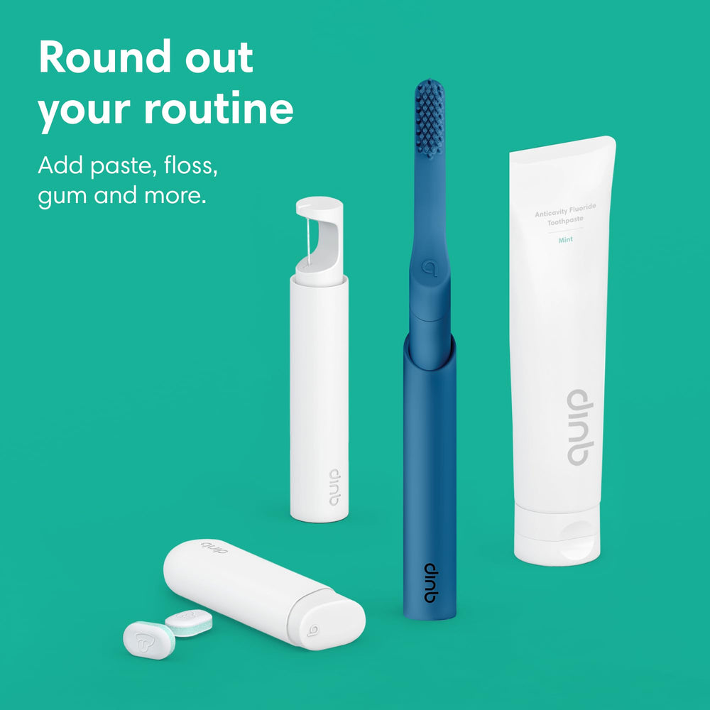 Ocean Blue Quip travel case with toothbrush