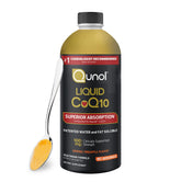 Qunol CoQ10 Liquid 100mg bottle front with orange pineapple flavor